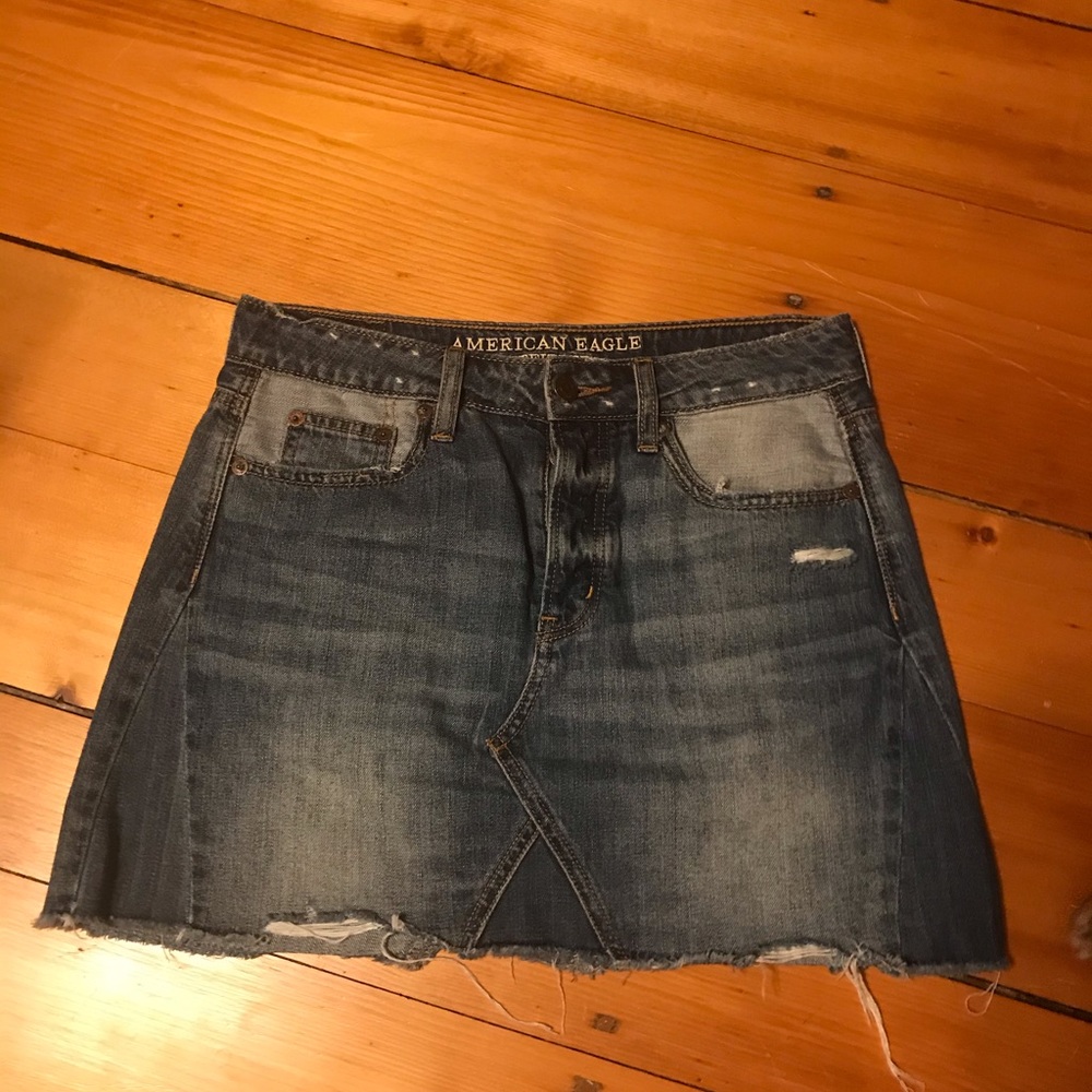 American Eagle denim distressed skirt